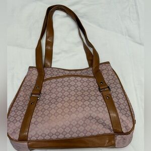 Stylish Nine West Geometric Pink and Tan Tote